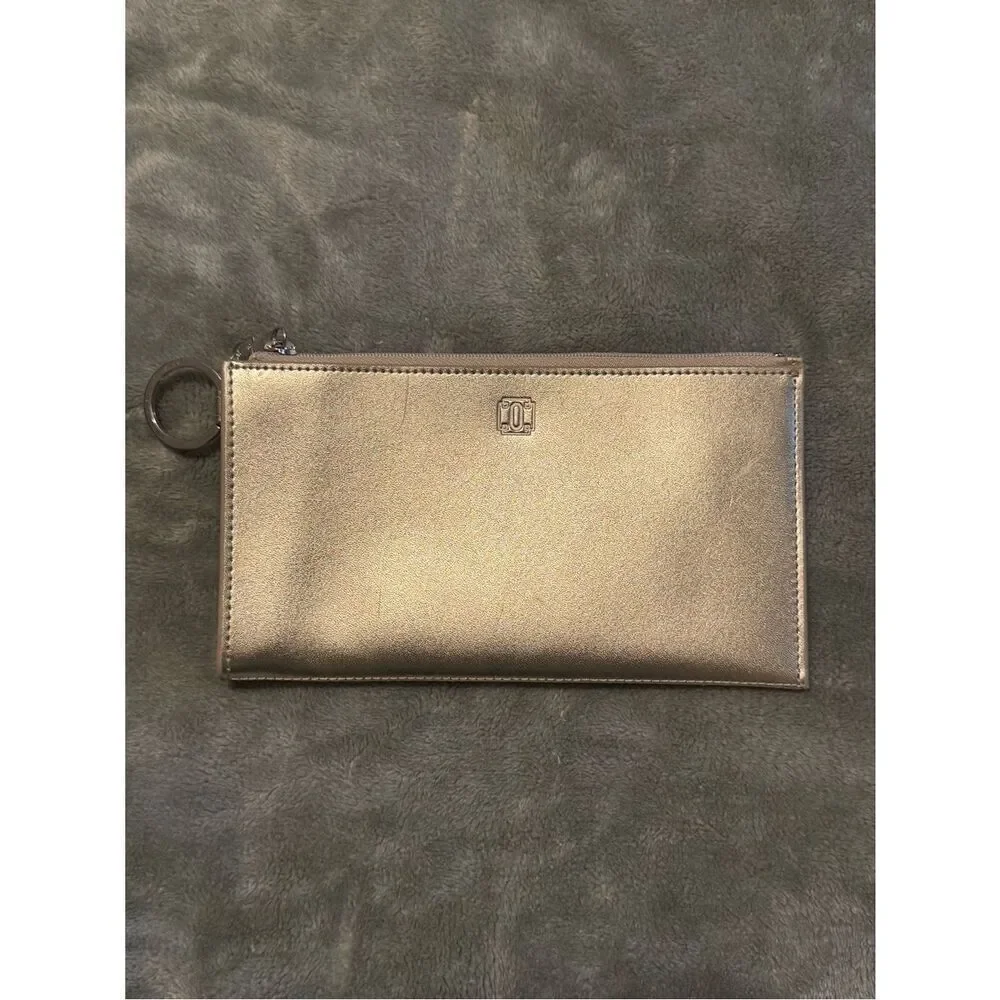 Metallic Gold Slim Wristlet Clutch with Key Ring